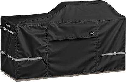 98 Inch Island Grill Cover, 600D Heavy Duty Waterproof Extra Large Grill Cover for Island with Left or Right Grill Head, Tear & Fade Resistant Outdoor Kitchen Cover, Black
