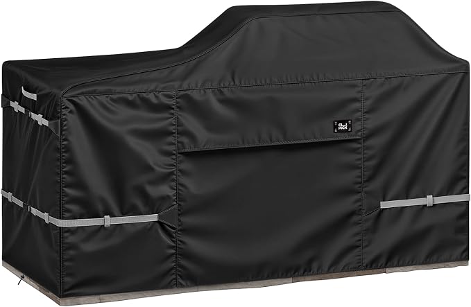 78 Inch Island Grill Cover, 600D Heavy Duty Waterproof Extra Large Grill Cover for Island with Left or Right Grill Head, Tear & Fade Resistant Outdoor Kitchen Cover, Black