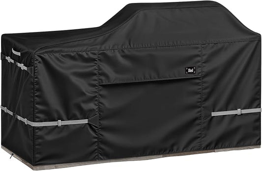 78 Inch Island Grill Cover, 600D Heavy Duty Waterproof Extra Large Grill Cover for Island with Left or Right Grill Head, Tear & Fade Resistant Outdoor Kitchen Cover, Black