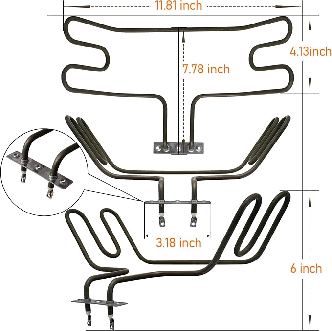Heating Element Replacement Parts 1650W 120V for Pit Boss Electric Smokers | Fits 2 Series 3 Series Analog/Digital Electric Vertical Smokers PBV2A1 PBV3A1 PBV3D1 PBV2D1, 100°F–350°F, Holds Steady Temps