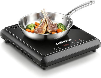 CUSIMAX 1500W Hot Plate, Portable Infrared Electric Stove for Home with 7 Speed,Ceramic Countertop Stove Sensor Touch,Kids Safety Lock and Timer,Compatible for All Cookwares