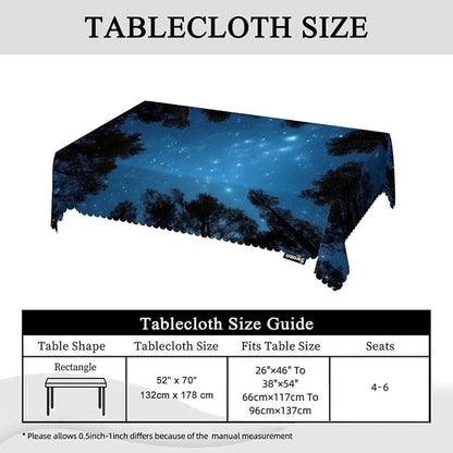 Swono Night Sky Table Cover Beautiful Galaxy Universe Space Jungle Trees 50x72 Inch Table Cloth for Rectangle Tables Buffet Parties Coffee BBQ and Dinning Tablecloth