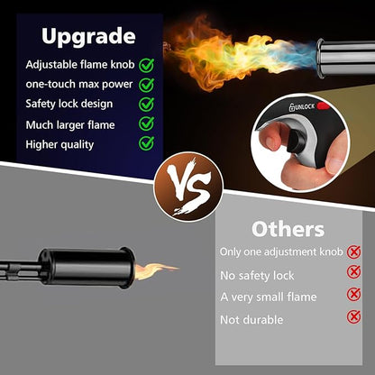 ARTFLAMM Powerful Propane Torch Gun, Flamethrower with Turbo Mode, Charcoal Torch Lighter with Safety Lock, Kitchen Blow Torch for Cooking, BBQ, Searing Steak, Grill(Tank Not Included)