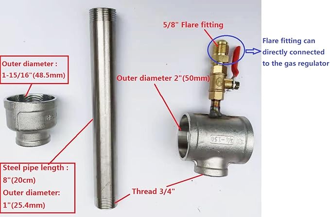 Propane Gas Forge Furnace Burner, High Pressure Cast-Iron Burner Head, Burner Assembly Flame Control System, Propane Burner Replacement, Blacksmith Knife Making