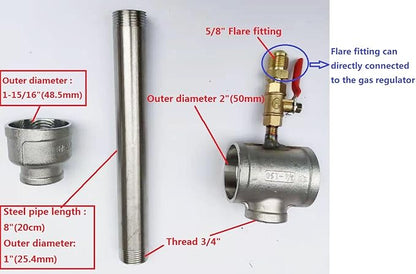 Propane Gas Forge Furnace Burner, High Pressure Cast-Iron Burner Head, Burner Assembly Flame Control System, Propane Burner Replacement, Blacksmith Knife Making