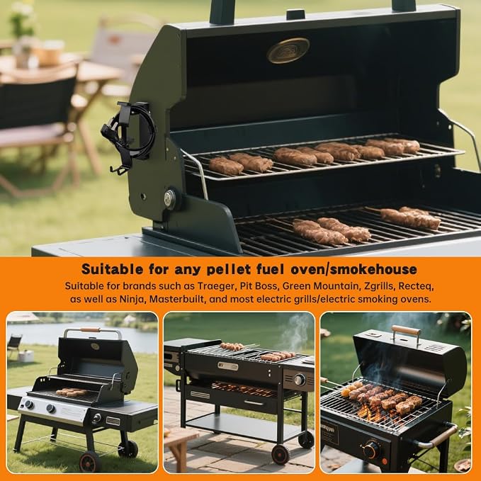 Magnetic Power Cord Organizer for Traeg Pellet Smoker Grill Cord Organizer | Metal Cord Wrap Holder for Pellet Grill Electric Smoker, Magnetic Cord Holder Cable Organizer with Hook and 6 Cable Ties