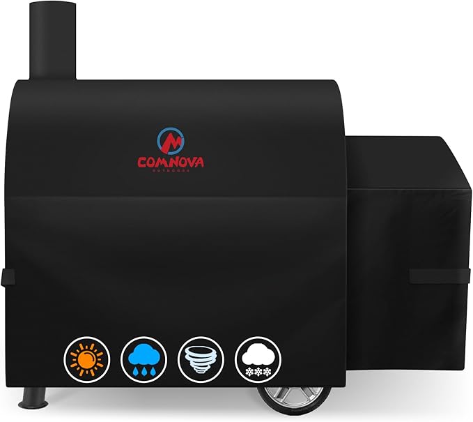 Comnova Grill Cover for Char Griller Grand Champ Charcoal Grill - 600D Outdoor Grill Cover for Charcoal Grill Waterproof & Heavy Duty, Fits 8250 Grand Champ Offset Smoker - 71"L x 25"W x 51"H (8265)