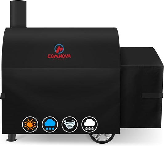 Comnova Grill Cover for Char Griller Grand Champ Charcoal Grill - 600D Outdoor Grill Cover for Charcoal Grill Waterproof & Heavy Duty, Fits 8250 Grand Champ Offset Smoker - 71"L x 25"W x 51"H (8265)