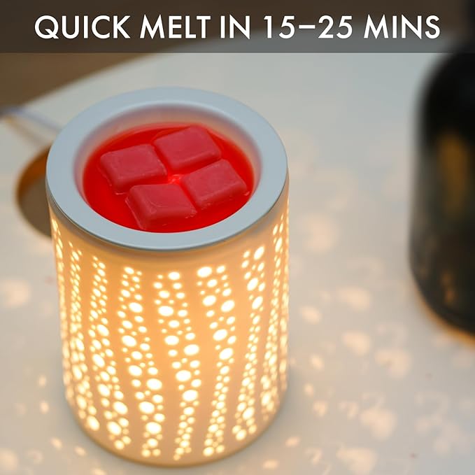 PALANCHY Electric Wax Melt Warmer for Scented Wax or Oil Ceramic Wax Warmer | Wax Melt Light Starry Night Pattern, 2 Bulbs Included 25W. Oil Burner Sized For Bedroom, Office & Living Room. Gift Boxed