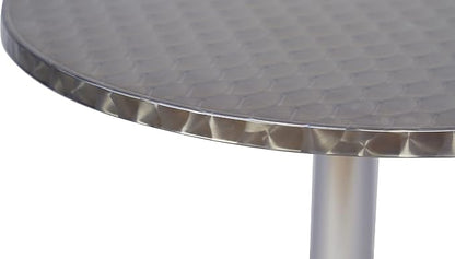 Set of 2, 23.75" Round Stainless Steel Restaurant Table – Commercial Indoor Outdoor Dining Table with Base – Aluminum Bistro Cafe Patio Furniture