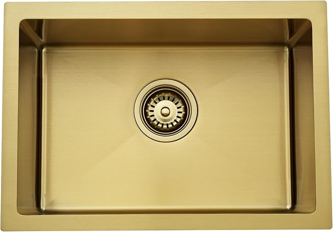 Undermount Bar Sink Gold, Jshozzy 18 x 15 inch Wet Bar Sink Undermount Stainless Steel 16 Gauge Deep RV Single Bowl Small Kitchen Sink