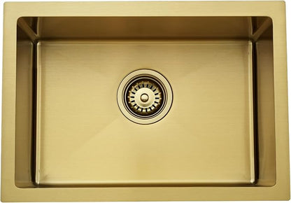 Undermount Bar Sink Gold, Jshozzy 18 x 15 inch Wet Bar Sink Undermount Stainless Steel 16 Gauge Deep RV Single Bowl Small Kitchen Sink