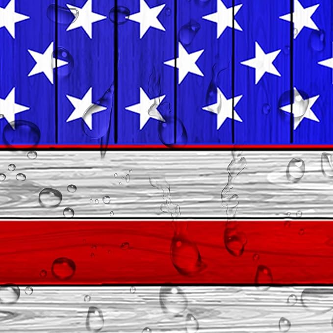 JAWO American Flag Picnic Table Cover with Bench Covers Vintage Camping RV Essentials Waterproof Windproof Fitted Outdoor Tablecloth with Elastic Rectangle Table Cloth Camping Accessories, 30x60in