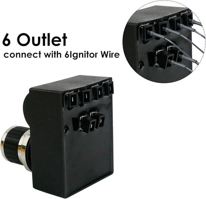 Uniflasy DHL-128-6Q Grill Igniter Kit 6 Outlet Spark for Nexgrill Gas Grill | For 720-0882A/0896B/0896E/0830H and Blackstone 36 in griddle; push-button module with 6 wires, 35.6 in each, easy BBQ setup