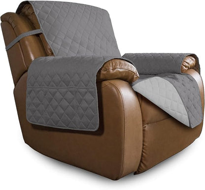 Easy-Going Oversized Recliner Cover Reversible Couch Cover Sofa Cover for Living Room Water Resistant Furniture Protector with Elastic Straps for Pets Dog (Oversized Recliner, Gray/Light Gray) | Machine Washable Slipcover For Dogs, Water Resistant Furn...