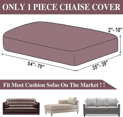 LA MEACK Couch Cushion Chaise Lounge Cover Washable Separate Seat Chaise Couch Cover Stretch Sectional Sofa Slipcover (1 Piece for Chaise or Sofa 3-Seater, Burgundy)