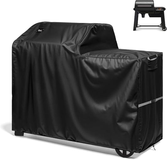Waterproof Full-Length All Weather Grill Cover Accessory for Traeger Woodridge Pellet Grill and Smoker TFB86MLH,Tear & Fade Resistant Windproof Grill Cover with Buckle,Drawstring,Black