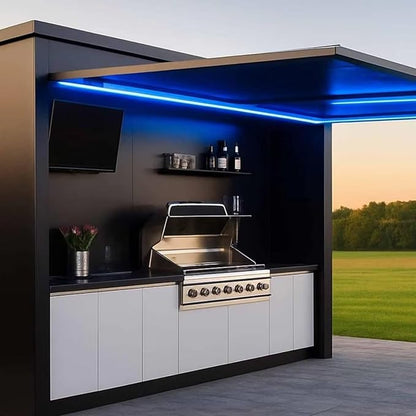 Modular Outdoor BBQ Kitchen Unit - Stainless Steel Prefab Station with Storage Cabinets - Multiple Sizes for Patio & Deck