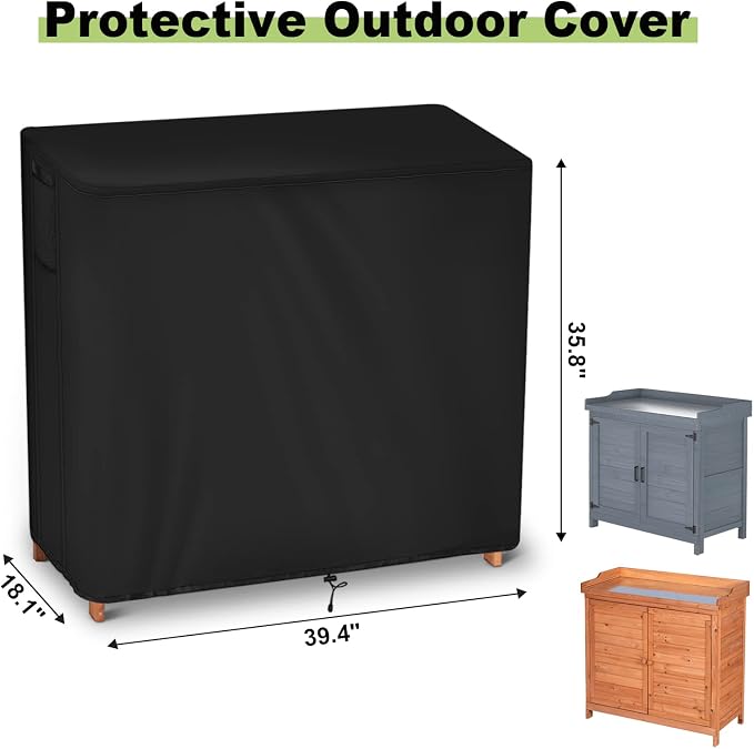 40 In Outdoor Kitchen Cabinet Cover for Garden Mud Storage Potting Table | 39.4x18x35.8,Waterproof Dustproof Heavy Duty Oxford Fabric,Storage Cabinet with Potting Bench Cover for Outside Workstation
