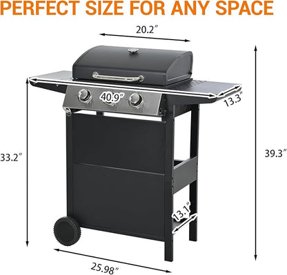 EUHOME Stainless Steel 3-Burner Gas Grill, 25650 BTU Outdoor BBQ Grill with Side Table, 338 sq.in Cooking Area, Perfect for Patio, Deck & Family Barbecues