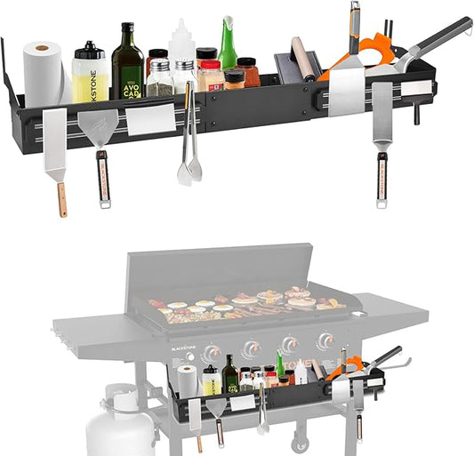 Sivsis Front Griddle Caddy for Blackstone 36 Inch With Two Magnetic Tool Holders, Large Capacity for Blackstone Griddle Accessories 36 Inches Bottle Storage, Easy Front Access, Black Stone Caddy