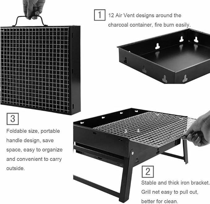 BBQ Grill Portable Barbecue Grill Portable Charcoal Fire Pit Barbecue Smoke-Free BBQ Desk Tabletop for Home Camping