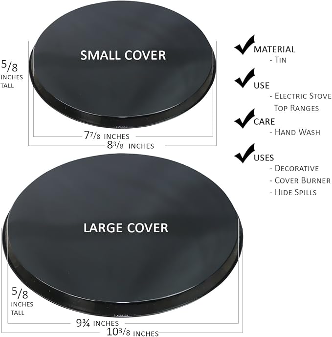 Reston Lloyd Electric Stove Burner Covers, Set of 4, Black, 10" x 0.5" x 10" (length x width x height)