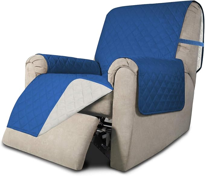 Easy-Going Reversible Couch Cover, Recliner 19 in, Blue/Ivory | Machine Washable Slipcover For Dogs, Water Resistant Furniture Mat For Living Room, Non-Slip Sofa Cover, Pet Friendly