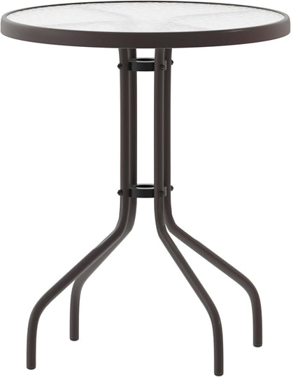 Flash Furniture 23.75 in Round Table, Bronze | Tempered Glass Top