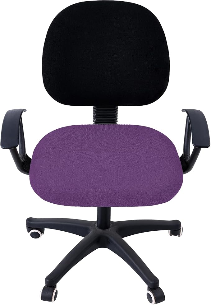 Smiry Office Computer Chair Seat Covers for Desk, Anti-dust Protector | Stretch Jacquard Removable Washable Desk Chair Seat Cushion Protectors, Purple