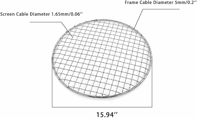 Multi-Purpose Barbecue Net,BBQ Net for Grilling,SUS304 BBQ Grill Mesh, Round Barbecue Wire Rack,BBQ Rack/Grate/Steam Mesh for Camping Charbroil Outdoor Barbeque Backyards