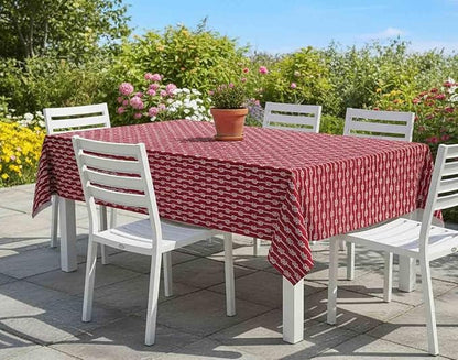 Newbridge Rectangle Vinyl Tablecloth with Flannel Backing, Red Nautical Rope Stripe, 60 x 84 Inch, Coastal Striped Indoor Outdoor Wipe Clean Picnic, BBQ and Dining Table Cover