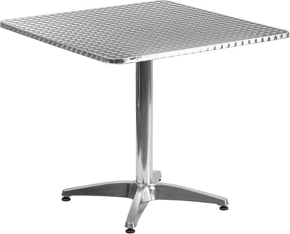 Flash Furniture Lila 31.5'' Square Aluminum Indoor-Outdoor Table Set with 2 Dark Brown Rattan Chairs | Aluminum Tabletop, Indoor/Outdoor