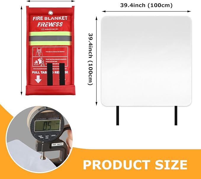 Emergency Fire Blanket, Flame Retardant Fire Blankets Emergency for Home, Kitchen, Car, Office, Grill (Fiberglass-2pack)
