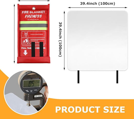 Emergency Fire Blanket, Flame Retardant Fire Blankets Emergency for Home, Kitchen, Car, Office, Grill (Fiberglass-2pack)