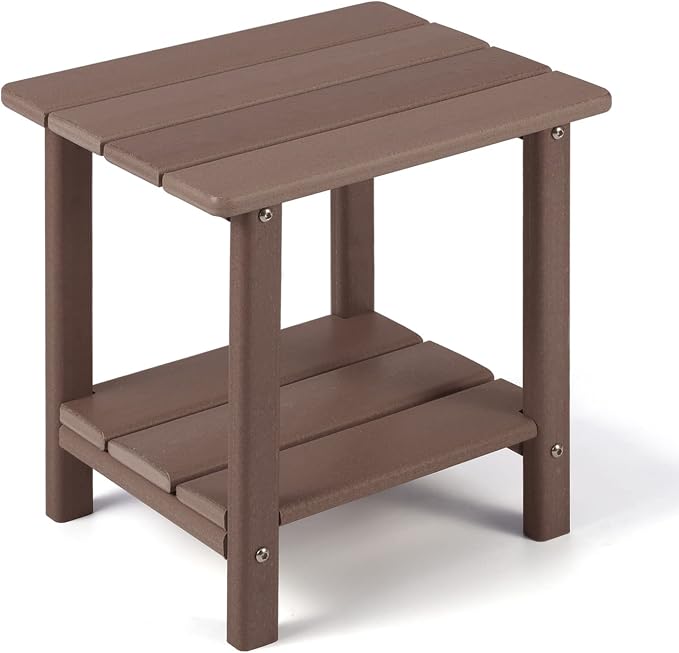 Apolimi Adirondack Outdoor Side Table, 2-Tier Sturdy Patio End Table Weather Resistant, 16.5" Solid Side Table for Patio, Pool, Porch