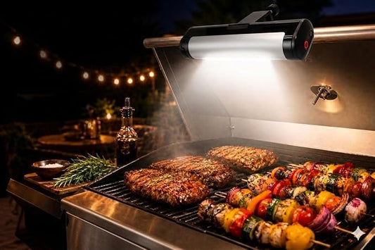 BBQ Grill Light for Outdoor Grill, 200 Lumen LED Clamp Light, Black | LED BBQ Grill Light with 200 Lumens, Clamp Mount and Adjustable Pivot for Outdoor Grilling