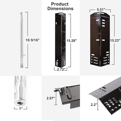 Uniflasy Grill Parts for Dyna-Glo DGH474CRP DGH450CRP,Grill Replacement Part Kit for Dyna-Glo 3/4/5 Burner Grill,Porcelain Steel Grill Heat Plate, Stainless Steel Burner Tube,Cooking Grates