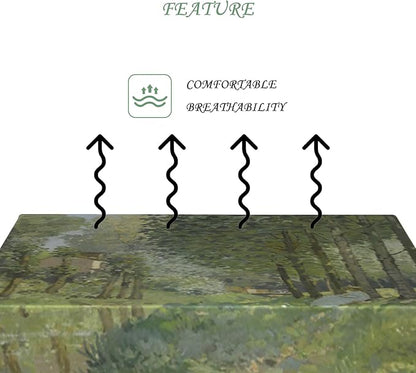 60x102 Inch Oil Painting Rectangle Tablecloth Spring Summer Green Forest Table Cloth Impressionist Art Washable Durable Table Cover for Dining Garden Atelier BBQ Home Decor