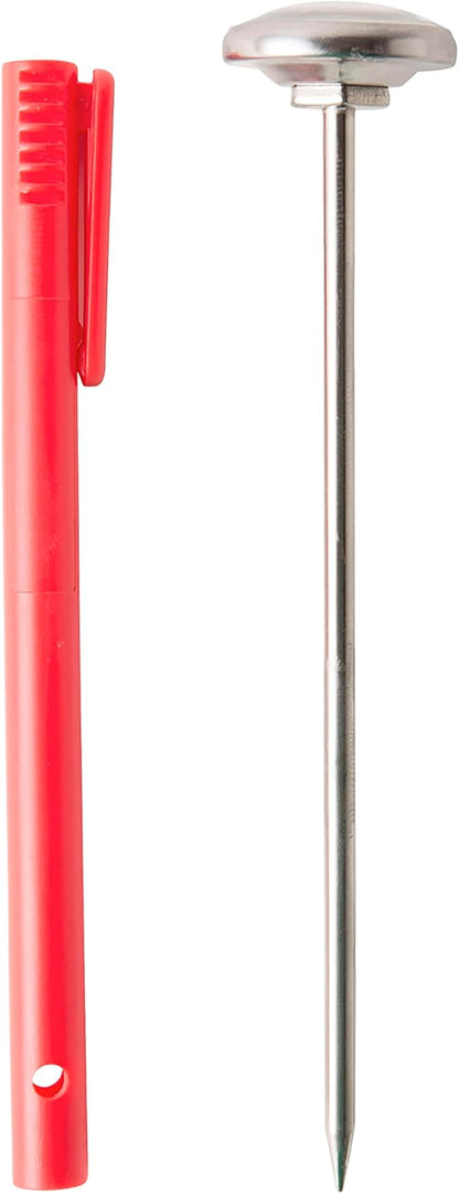 Taylor Instant Read Analog Meat Food Grill BBQ Cooking Kitchen Thermometer with Red Pocket Sleeve Clip, 1 Inch Dial