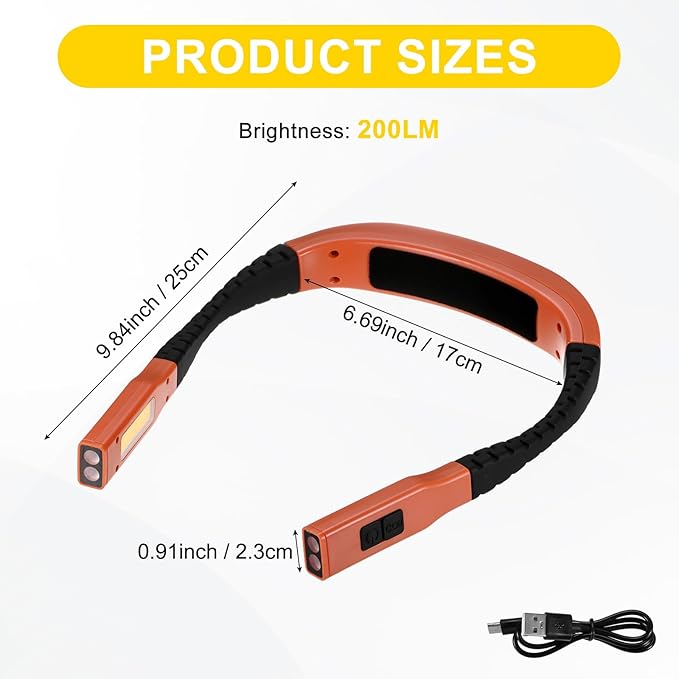 M METERXITY Grill Light for Outdoor Barbecue Grilling Accessories, ABS LED Neck Reading Light for Men Women Readers/Camping/Knitting/Crochet Accessories, BBQ Lighting [Orange]