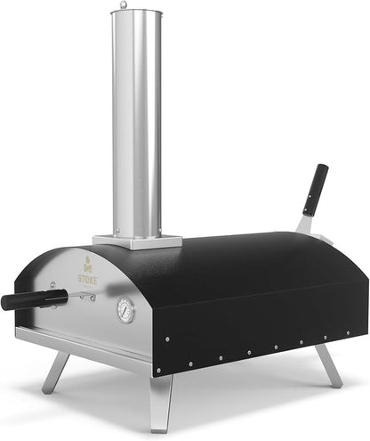Stoke 13 Inch Outdoor Pizza Oven – Wood Pellet Portable Pizza Oven for Backyard, Camping, or Tailgating – Stainless Steel Multi-Fuel Oven with Pizza Stone & Accessories