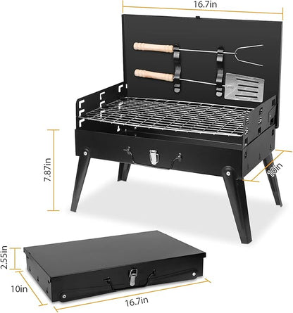 NewHome Portable Charcoal Grill Foldable BBQ Suitcase