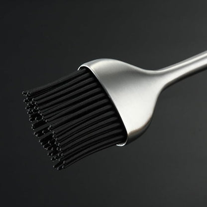 Heavy-duty BBQ Basting Brush by HQY - Silicone Bristles with 12 Inch Stainless Steel Handle - Make Grilling Easy - 5 Year Guarantee
