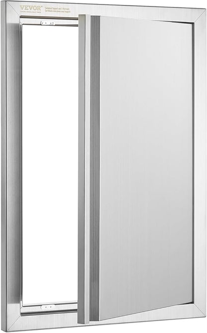 VEVOR BBQ Access Door, 17W x 24H Inch Single Outdoor Kitchen, Stainless Steel Flush Mount, Wall Vertical with Recessed Handle, for BBQ Island, Grilling Station, Outside Cabinet