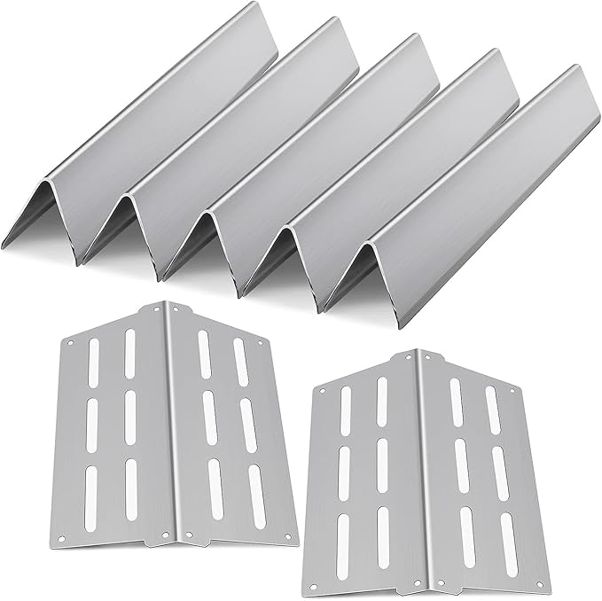 17.5" Grill Flavorizer Bars 7622 Heat Deflector for Weber Genesis E310 E320 E330 S310 S330 EP310 with Front Control Knob Stainless Steel Grill Parts for Weber Genesis 300 Series 7620 65055