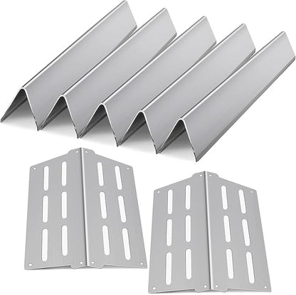 17.5" Grill Flavorizer Bars 7622 Heat Deflector for Weber Genesis E310 E320 E330 S310 S330 EP310 with Front Control Knob Stainless Steel Grill Parts for Weber Genesis 300 Series 7620 65055