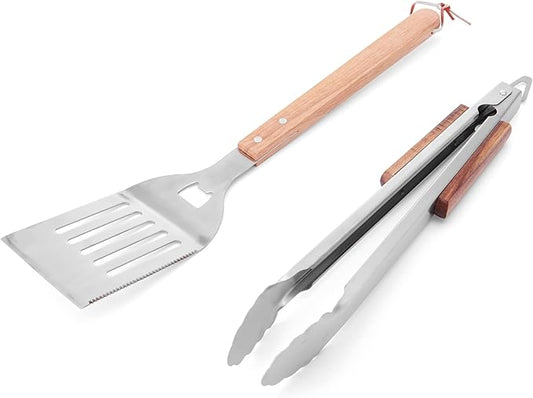 Farberware BBQ Wood Tools, Set of 2, Wood and Stainless Steel