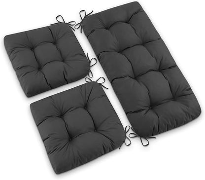 Outdoor Wicker Chair Cushions, 44×19×4 in, Waterproof, Dark Grey | Waterproof Wicker Furniture Cushions, Fade Resistant, 3 Piece Patio Furniture Cushions Set for Bench, Loveseat, Swing, Settee