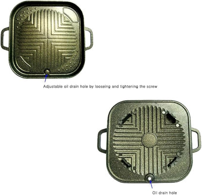 New Picnic Korean BBQ Nonstick Cerastone Marble Grill Pan Roaster for Grilling indoor or outdoor (Square)